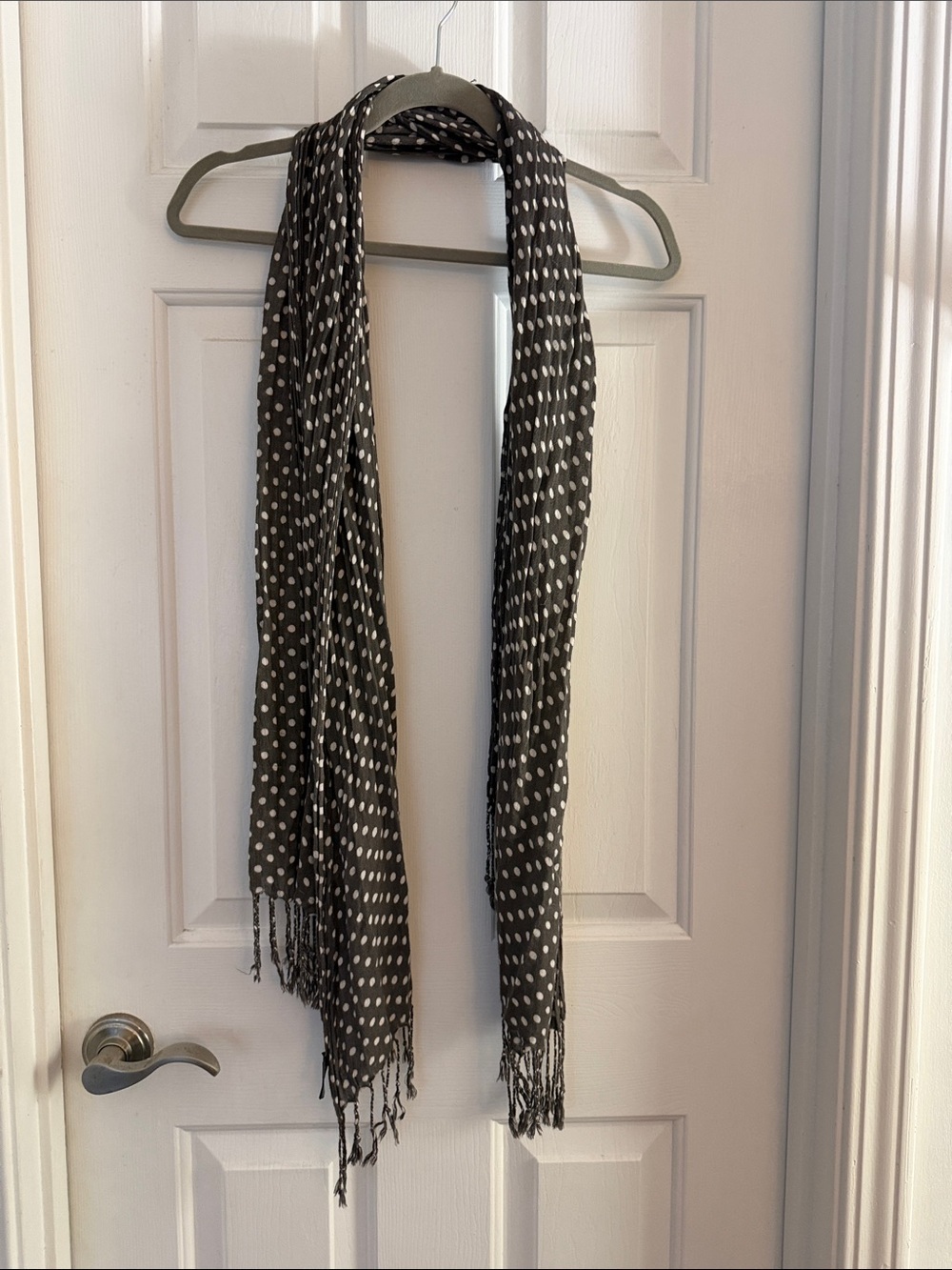 VEOND lightweight grey cream Polka Dot Lightweight Scarf